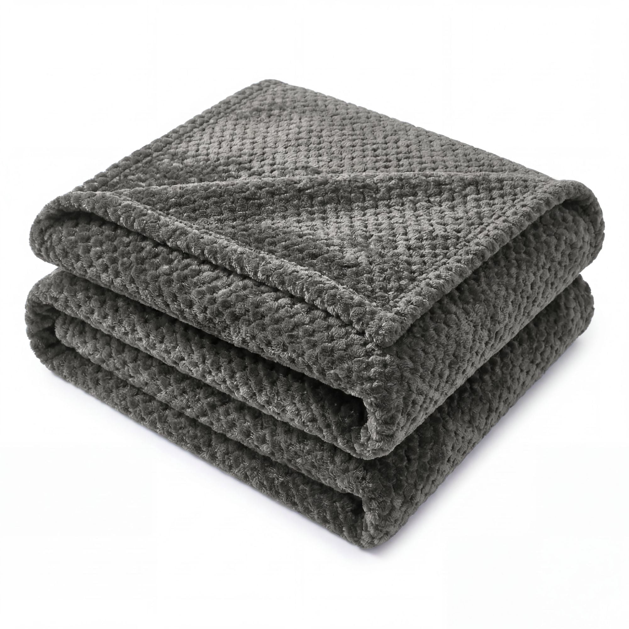 Superior Lily Pebbled Fluffy Fleece Blanket, Full Queen Size, Charcoal