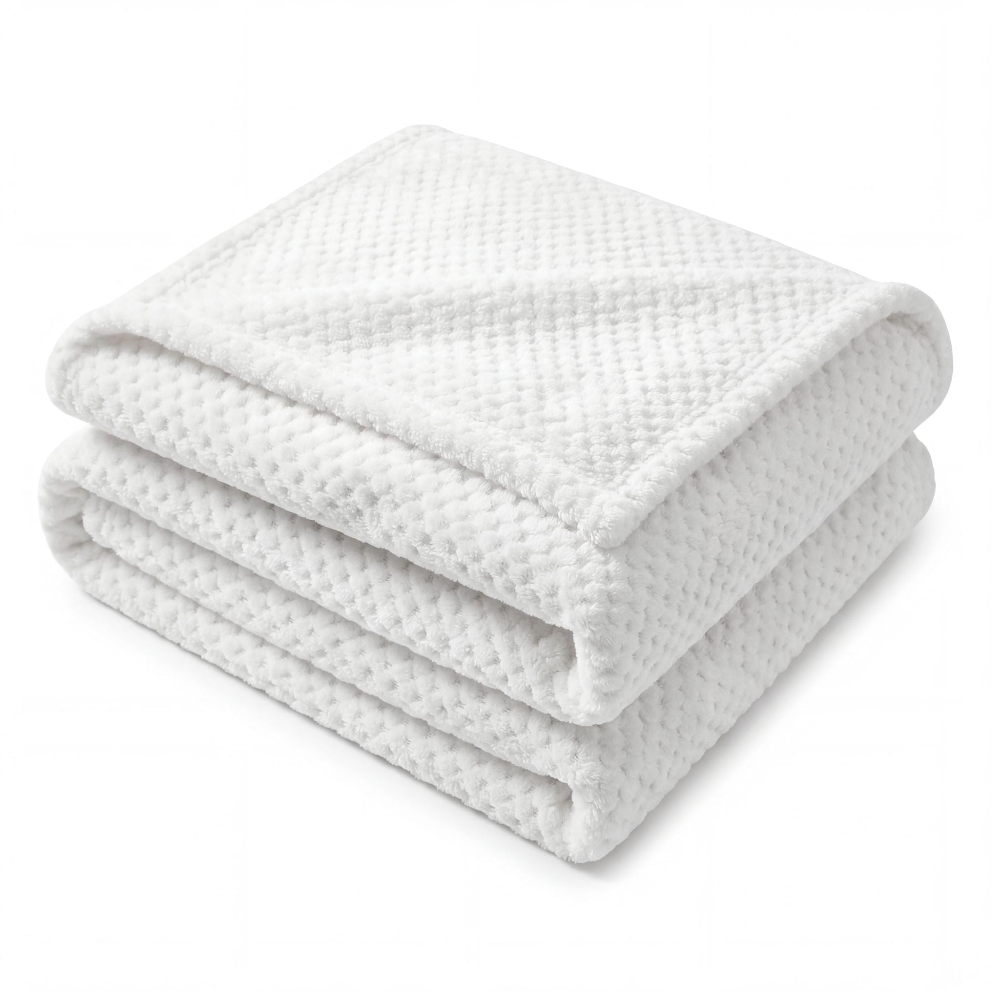Superior Lily Pebbled Fluffy Fleece Blanket, Twin Size, White