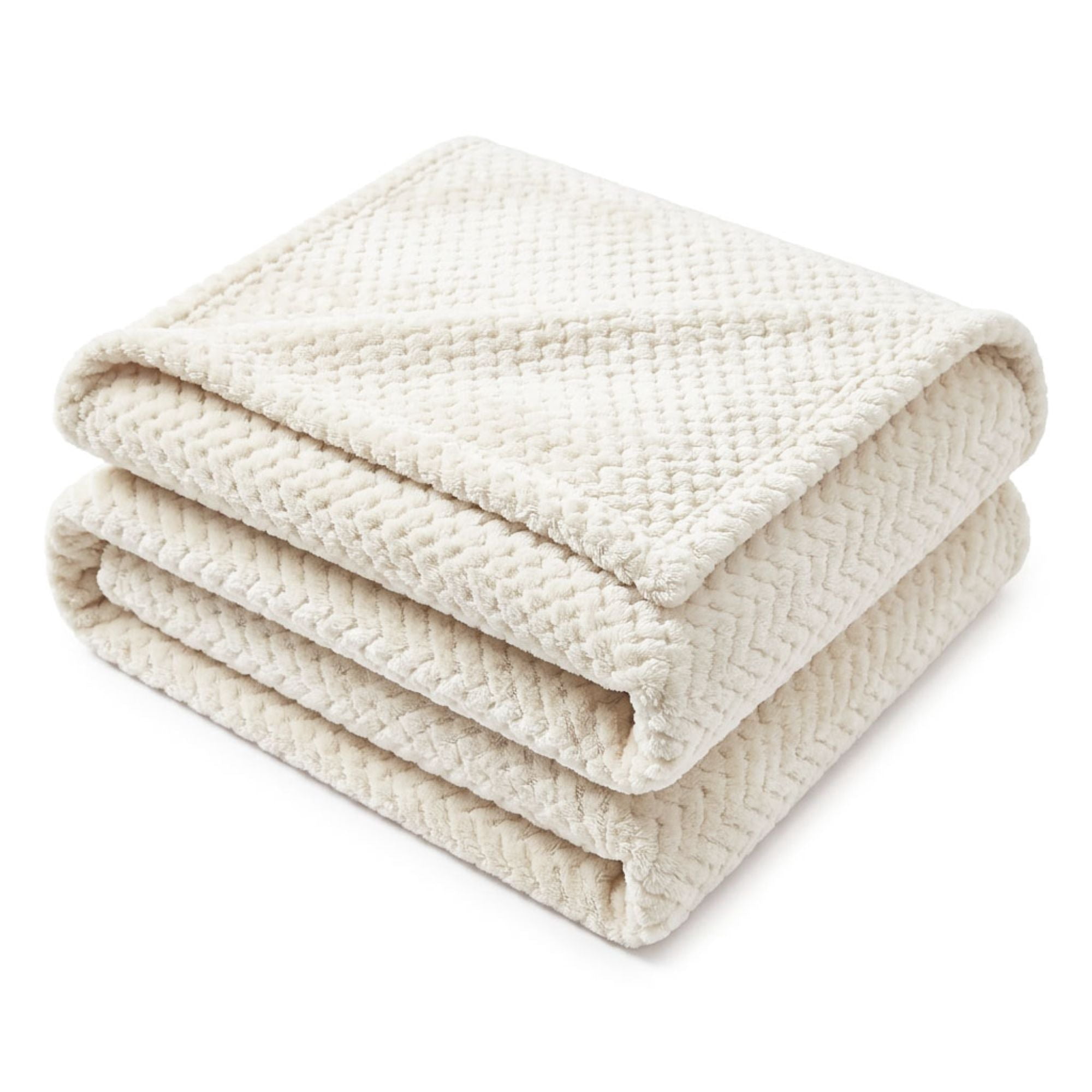 Superior Lily Pebbled Fluffy Fleece Blanket, Twin XL Size, Ivory