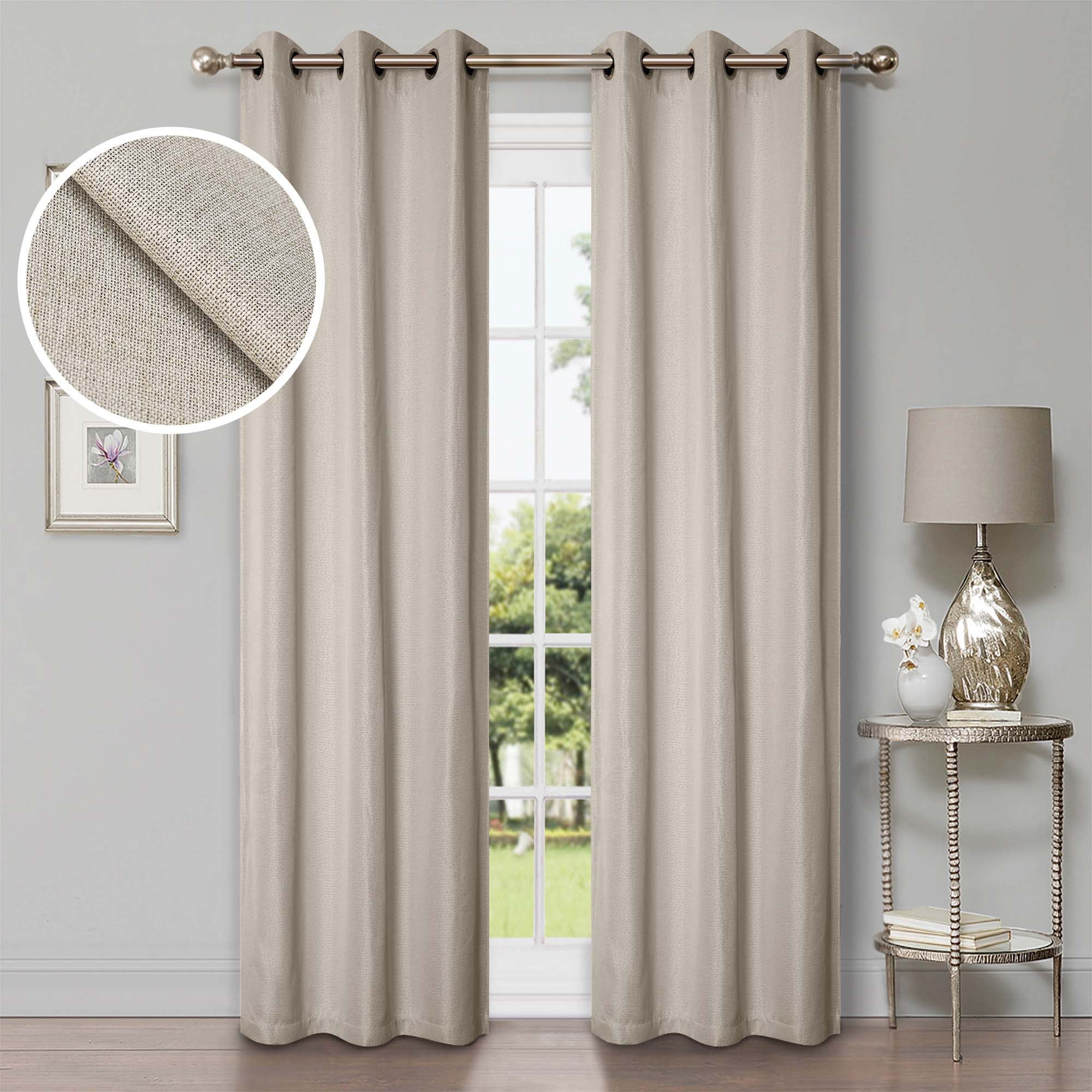 Ivory Linen Blackout Grommet Window Curtains, 42" x 108"