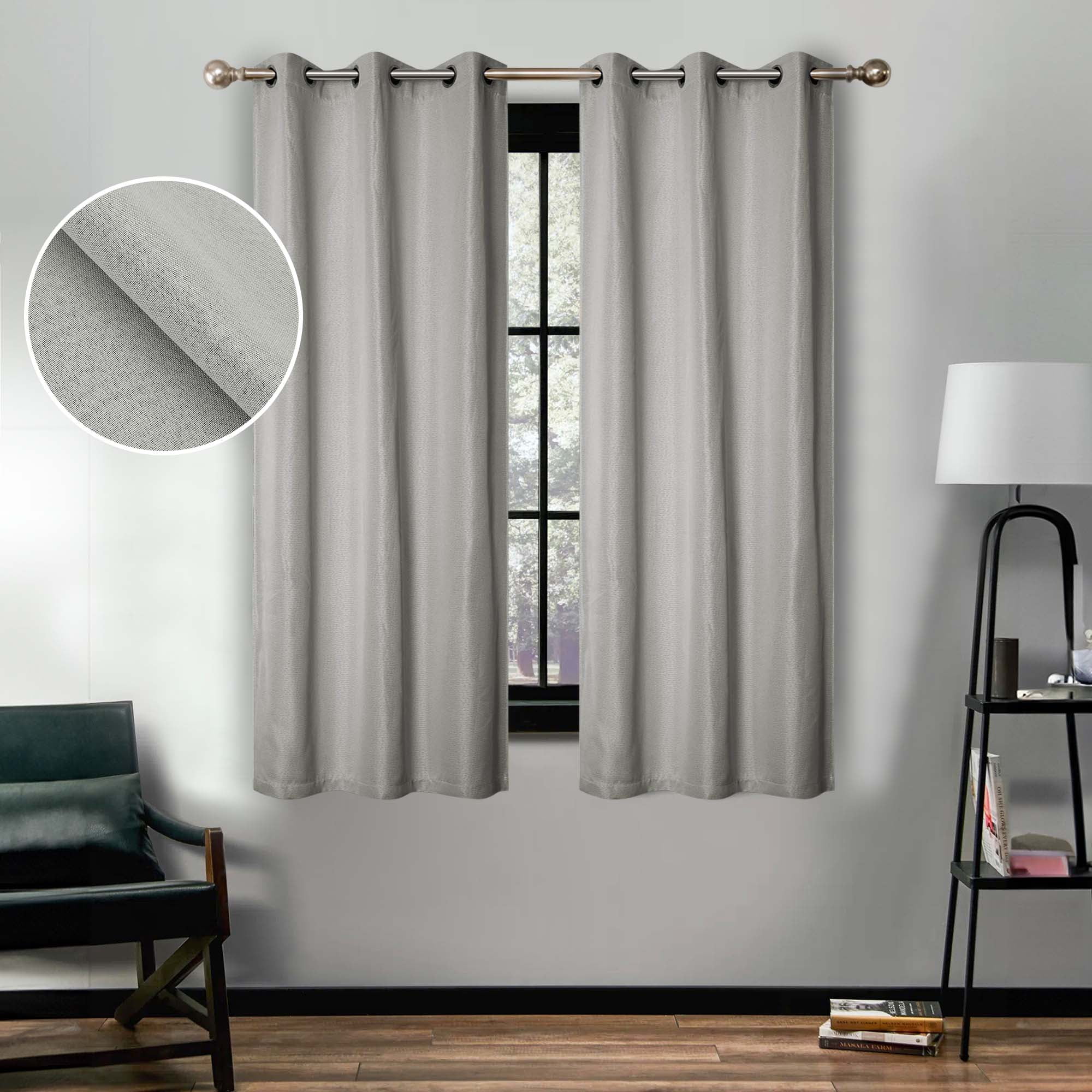 Superior Linen Blackout Curtains Set of 2, Grommet Header Curtain Panel Pair, Marshmellow, 42"W x 63"L