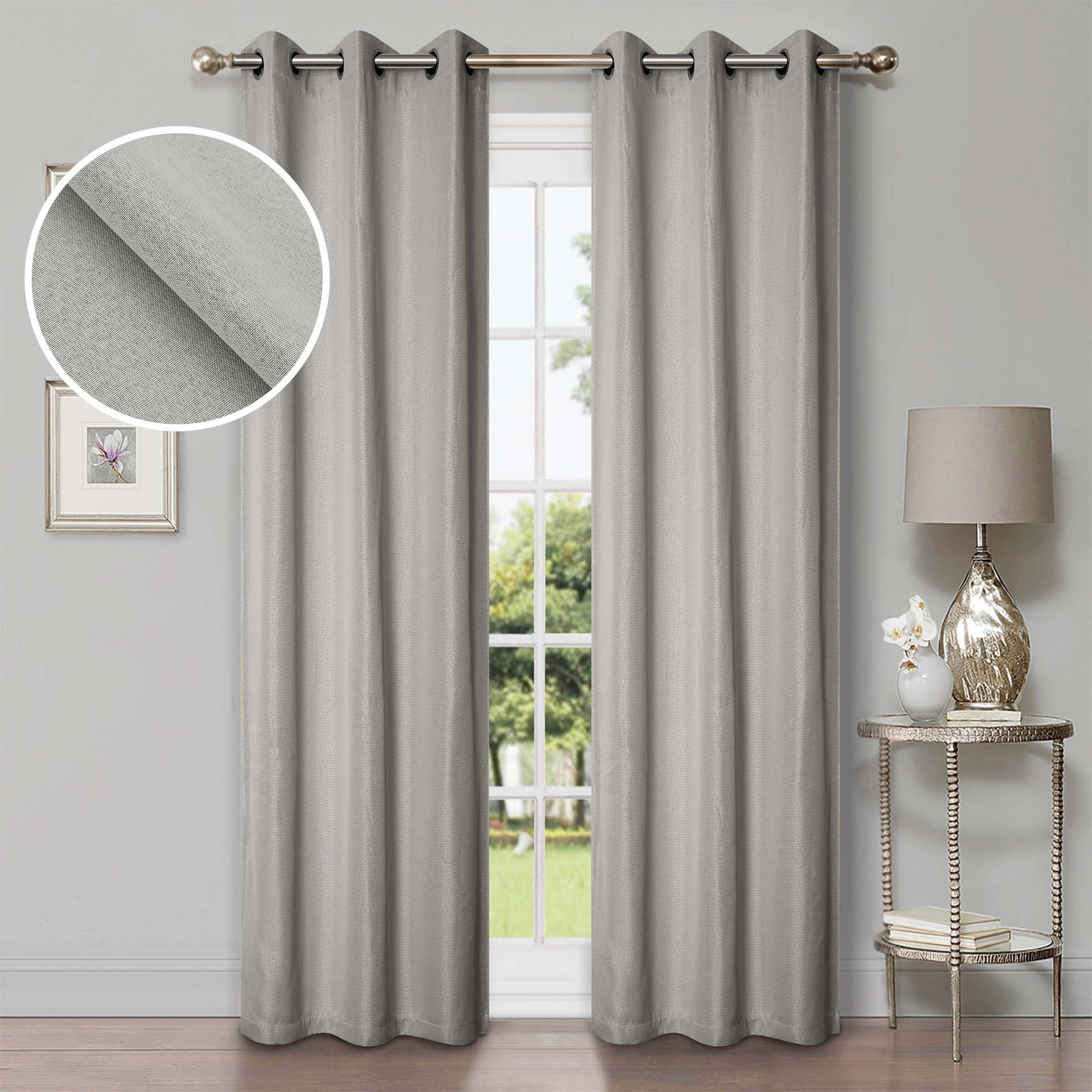 Superior Linen Blackout Curtains Set of 2, Grommet Header Curtain Panel Pair, Marshmellow, 42"W x 84"L