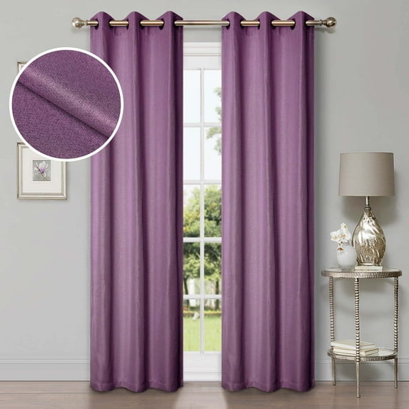 Superior Linen Blackout Curtains, Grommet Header, Set of 2, 42" x 84", Wisteria