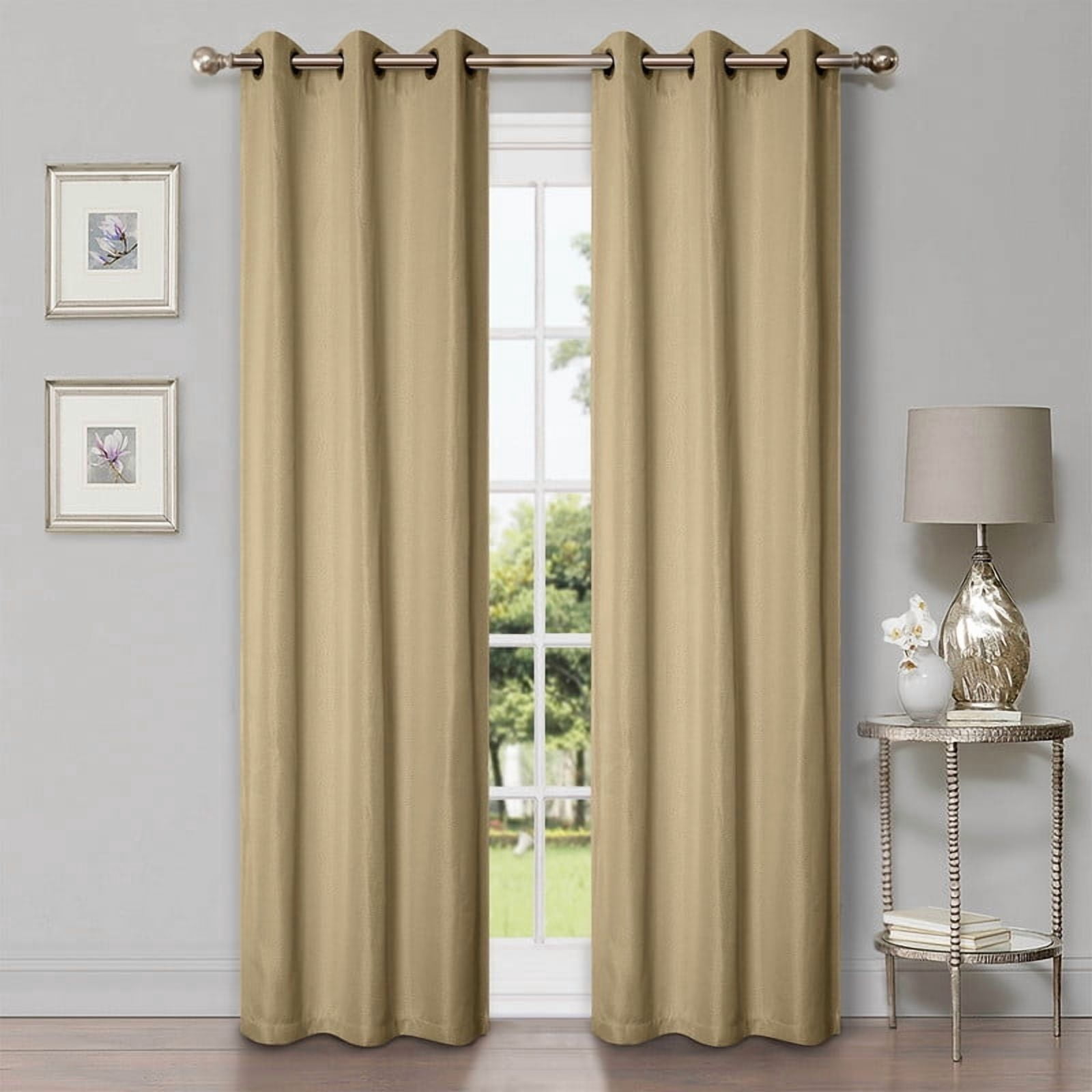 Superior Linen Blackout Curtains Set of 2, Grommet Header Curtain Panel Pair, Ivory, 42"W x 96"L