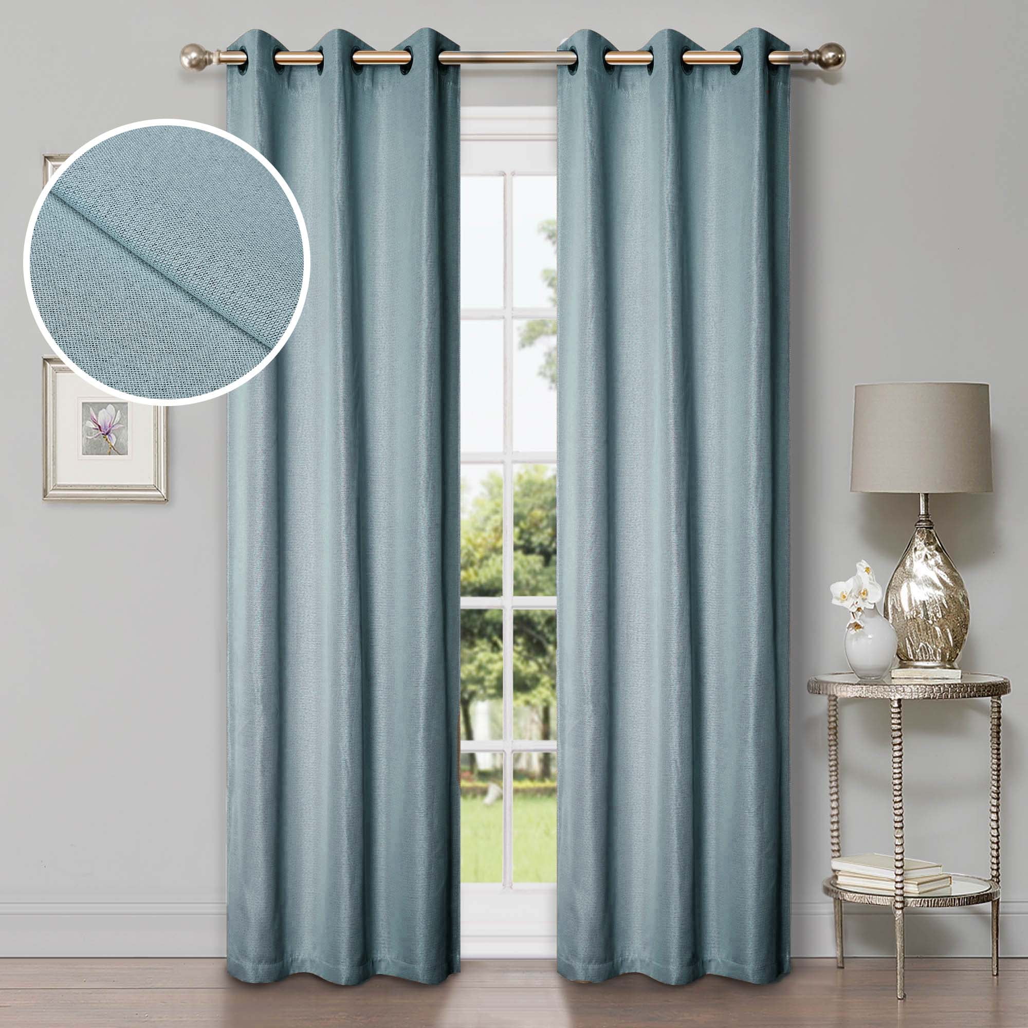 Superior Linen Blackout Curtains Set of 2, Grommet Header Curtain Panel Pair, Teal, 42"W x 96"L