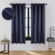 Superior Linen Blackout Curtains Set of 2, Grommet Header Curtain Panel Pair, Navy Blue, 52"W x 63"L