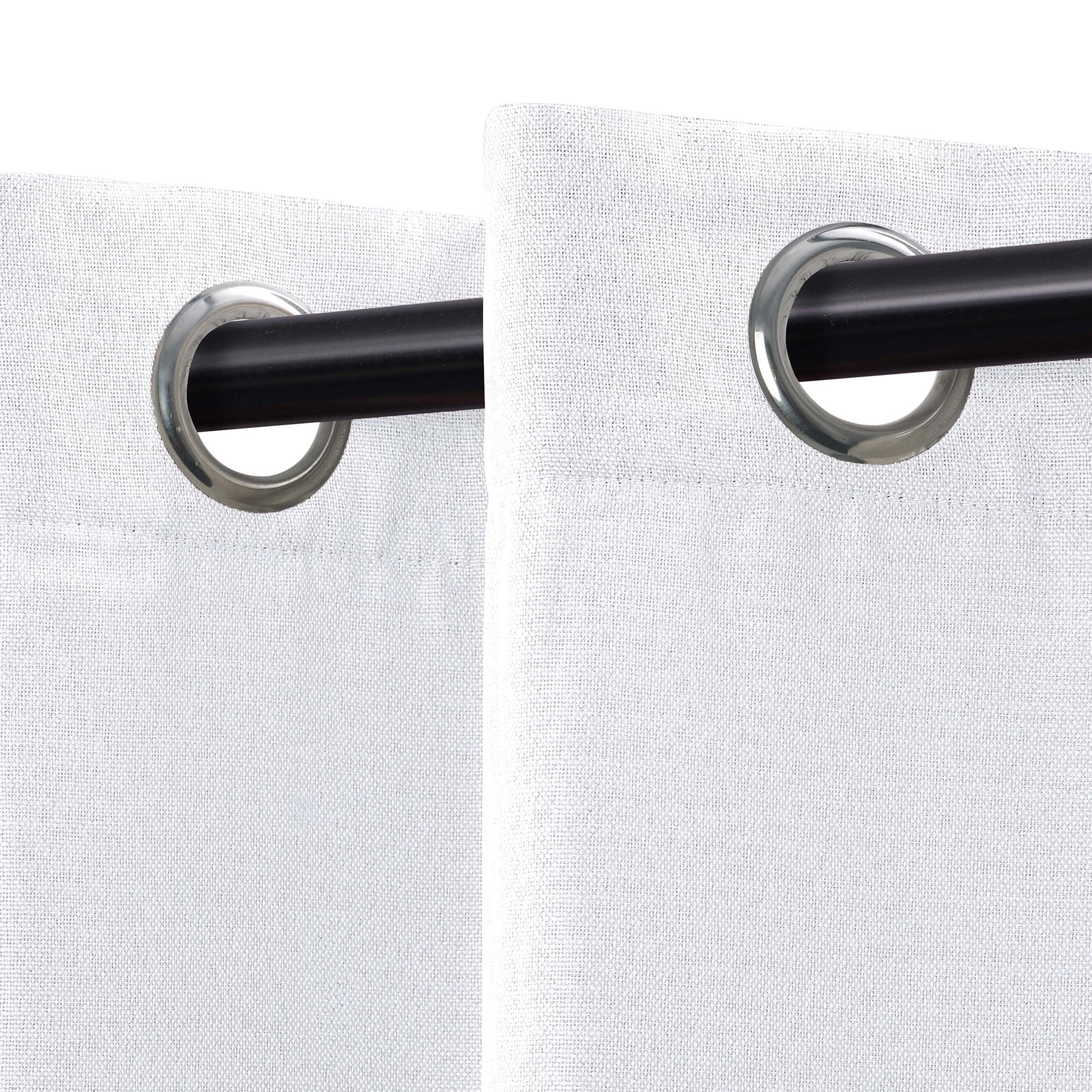 Superior Linen Blackout Curtains Set of 2, Grommet Header Curtain Panel Pair, Snow White, 52"W x 63"L