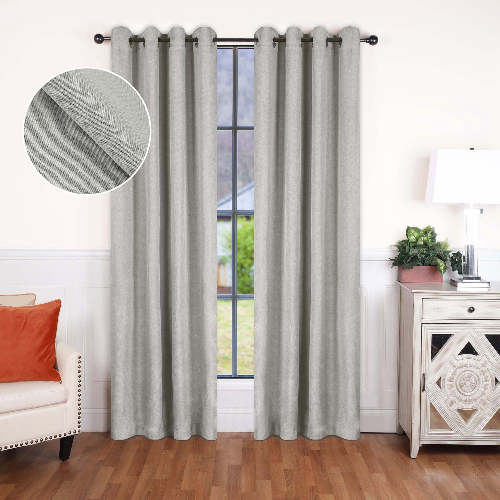 Superior Linen Blackout Curtains Set of 2, Grommet Header Curtain Panel Pair, Marshmellow, 52"W x 72"L