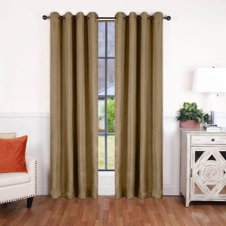 Superior Linen Blackout Curtains Set of 2, Grommet Header Curtain Panel Pair, Acorn, 52"W x 84"L