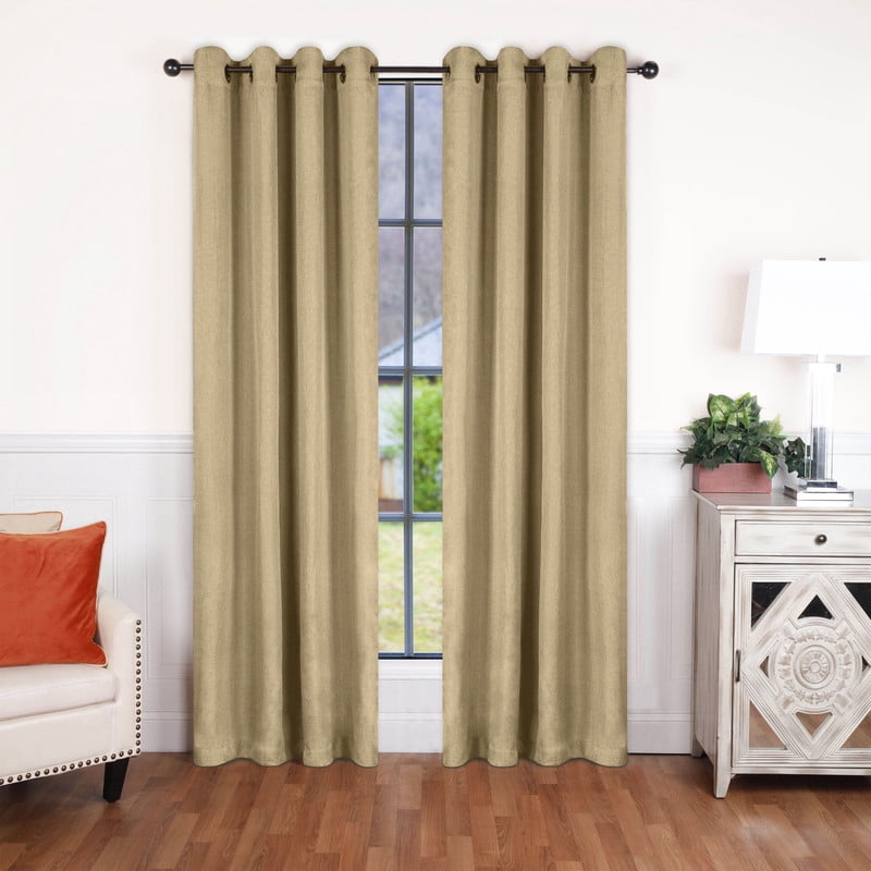 Superior Linen Blackout Curtains Set of 2, Grommet Header Curtain Panel Pair, Ivory, 52"W x 84"L