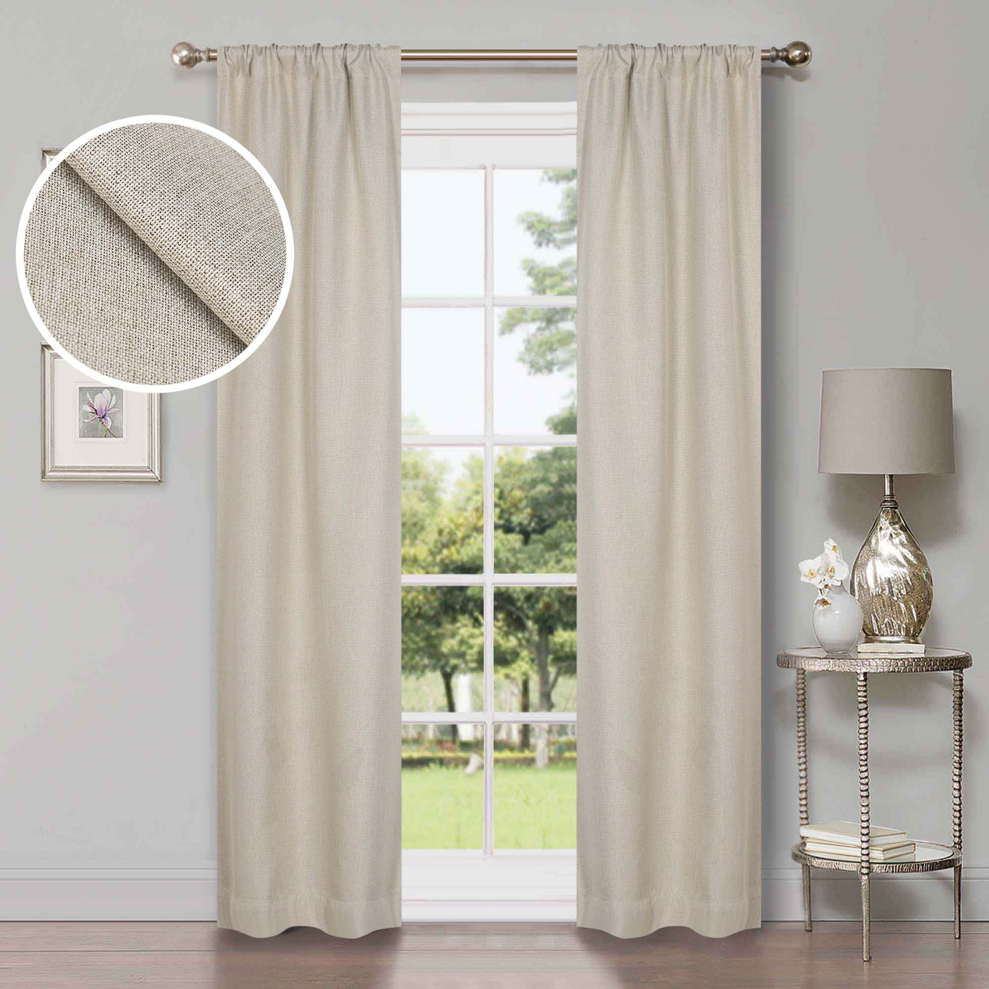Ivory Linen Blackout Curtains, Rod Pocket, Set of 2, 26" x 84"