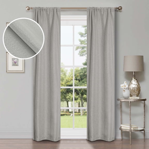 Superior Linen Blackout Curtains Set of 2, Rod Pocket Curtain Panel Pair, Marshmellow, 26"W x 84"L