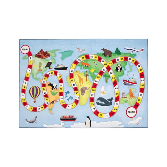 Superior Around the World Washable Kids Play Rug, Non-Slip Educational Map Area Rug, 2' x 3'