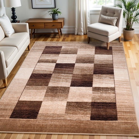 Superior Lockwood Indoor Non-Slip Washable Area Rug, 5' x 8', Chocolate