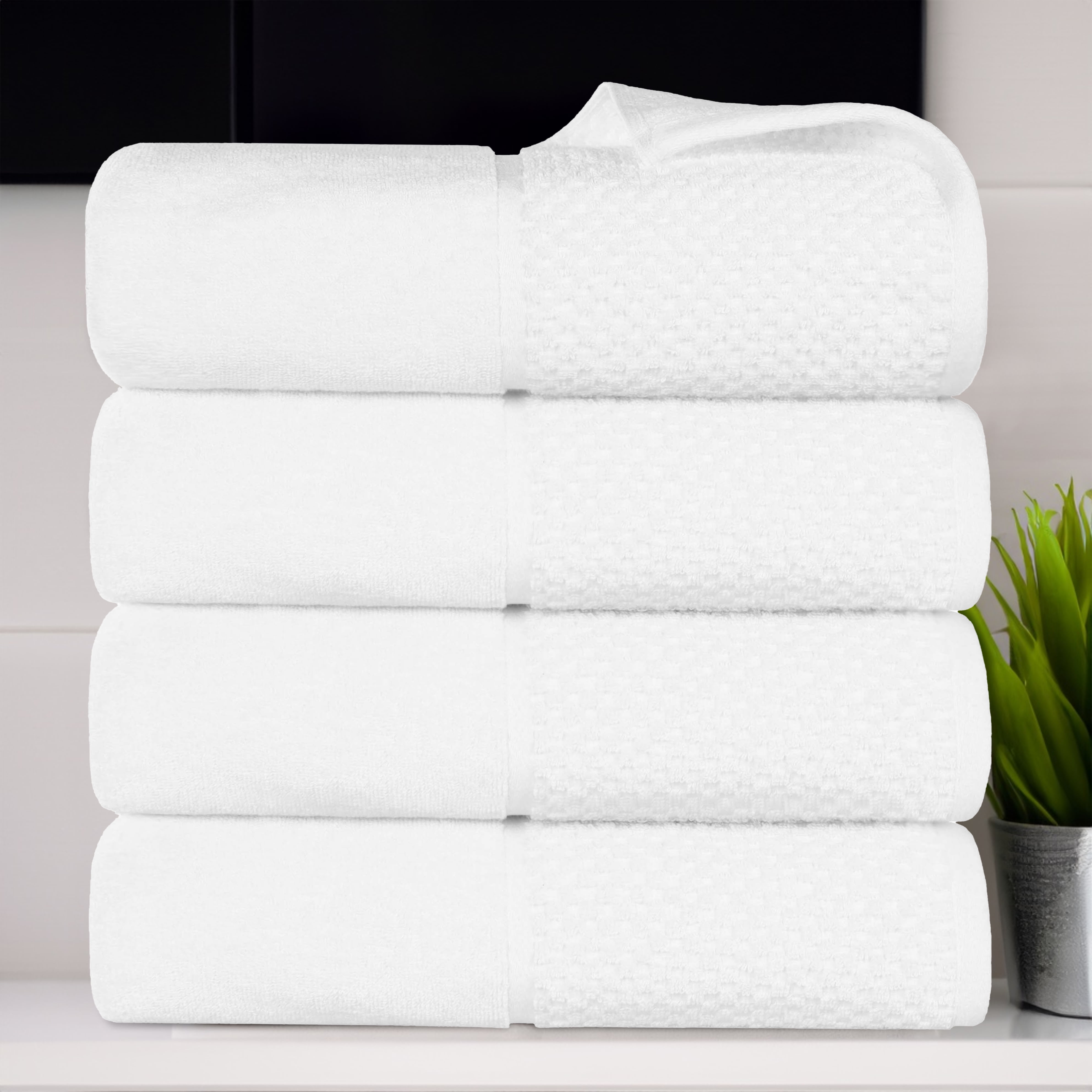 Lodie White Cotton Plush Bath Towel Set of 4