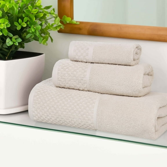 Superior Lodie Cotton Solid 3 Piece Towel Set, White