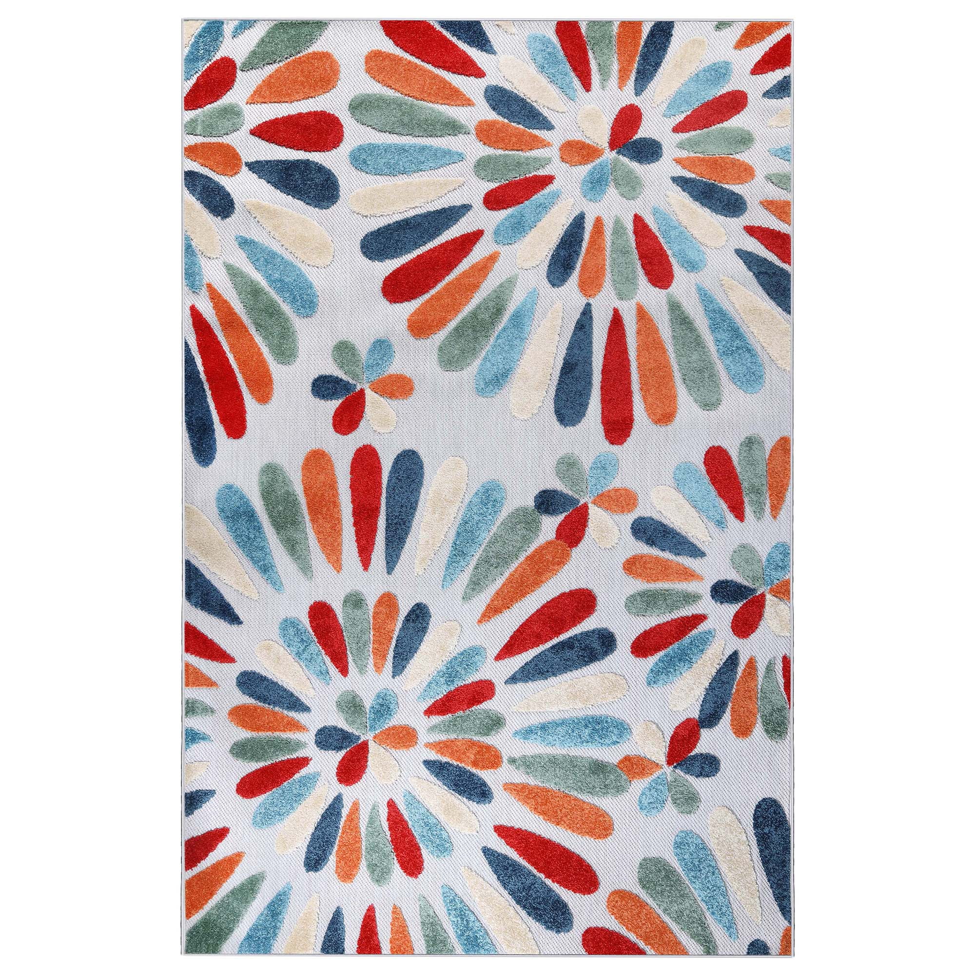 Multicolor Synthetic Flat Woven Rectangular 4' x 6' Area Rug