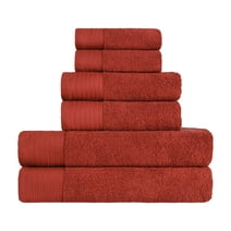 Superior Luxury Turkish Cotton Herringbone Solid 6-Piece Towel Set, Maroon