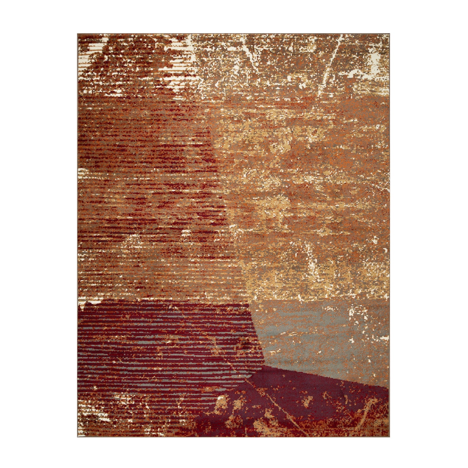 Brown-Rust Geometric Stain-Resistant Synthetic Area Rug 8'x10'