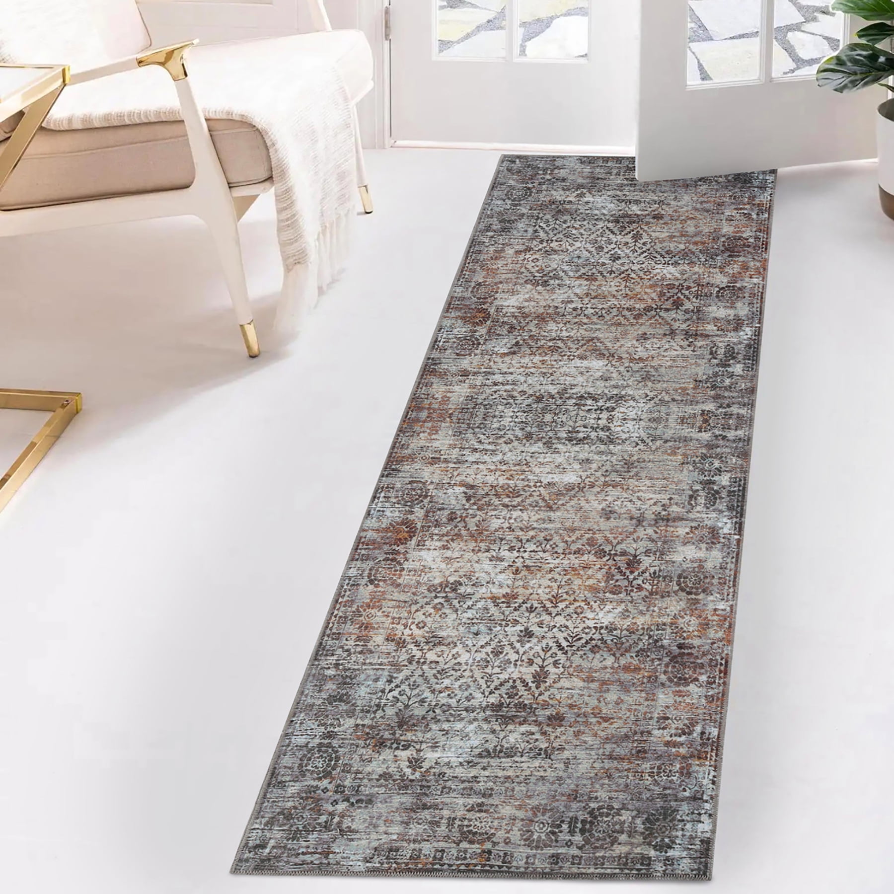 Superior Macaw Lattice Non-Slip Washable Indoor Area Rug, 2'7" x 8', Cream