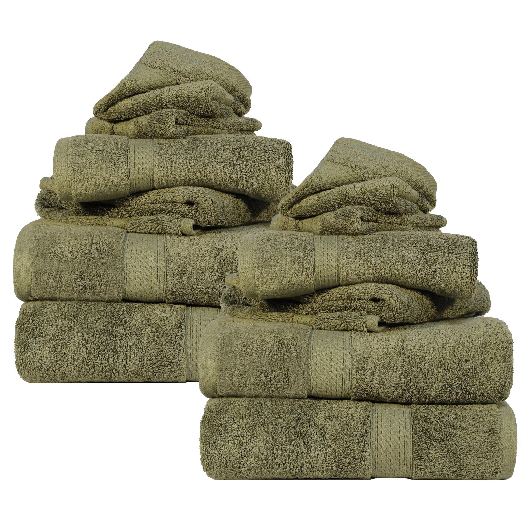Superior Madeline Egyptian Cotton Ultra-Plush 12-Piece Towel Set, Forrest Green