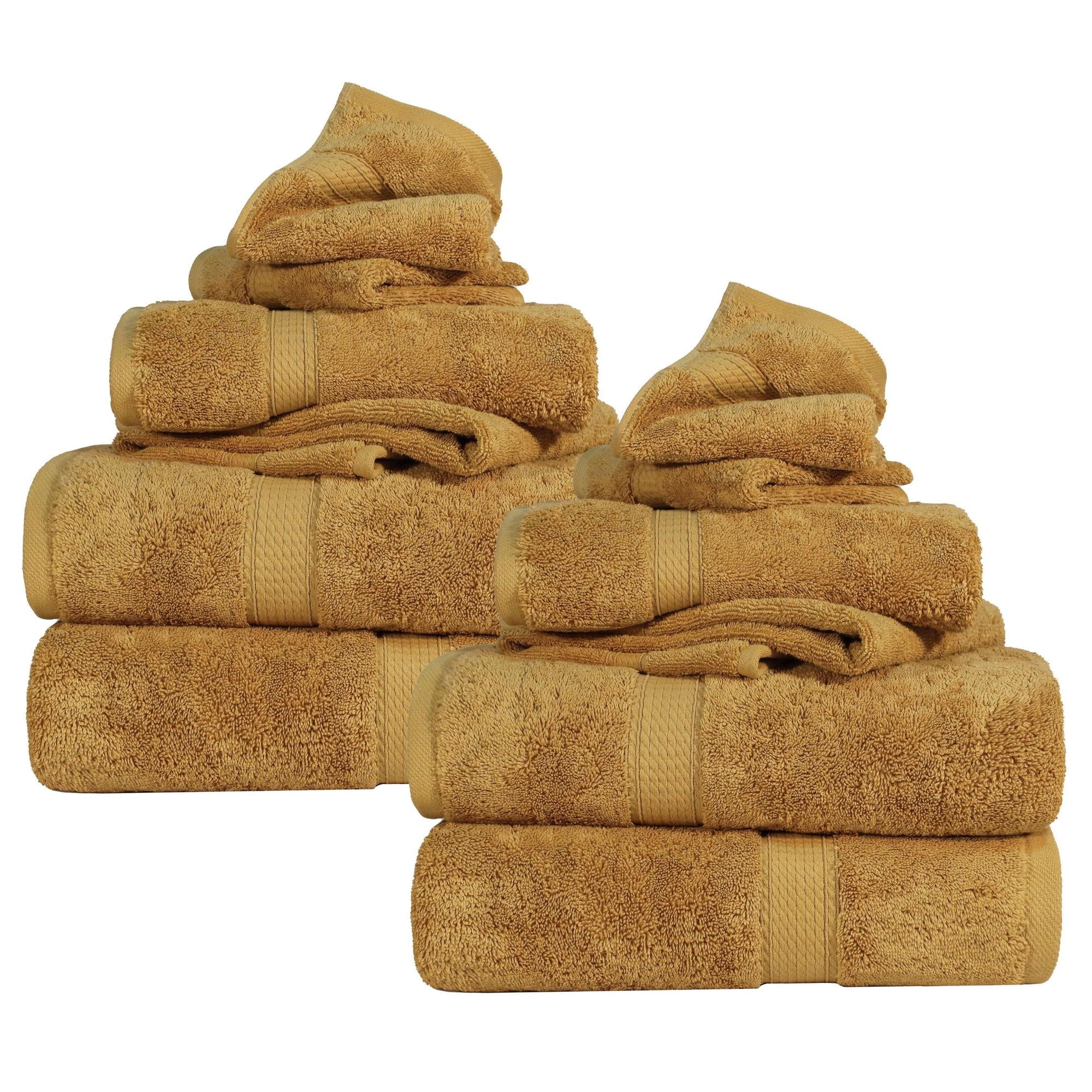 Superior Madeline Egyptian Cotton Ultra-Plush 12-Piece Towel Set, Gold