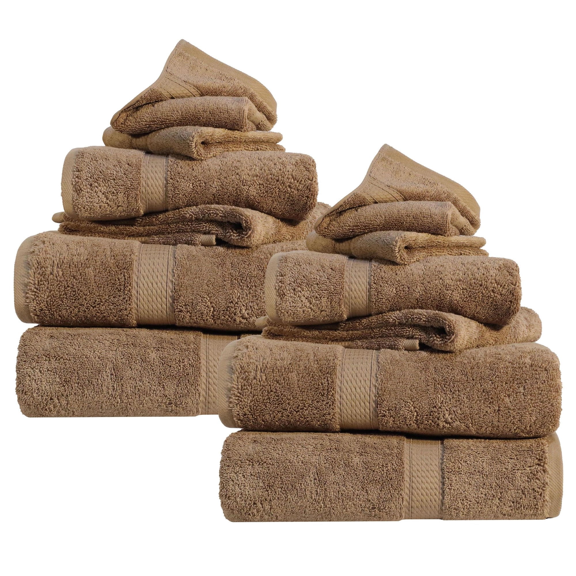 Superior Madeline Egyptian Cotton Ultra-Plush 12-Piece Towel Set, Latte
