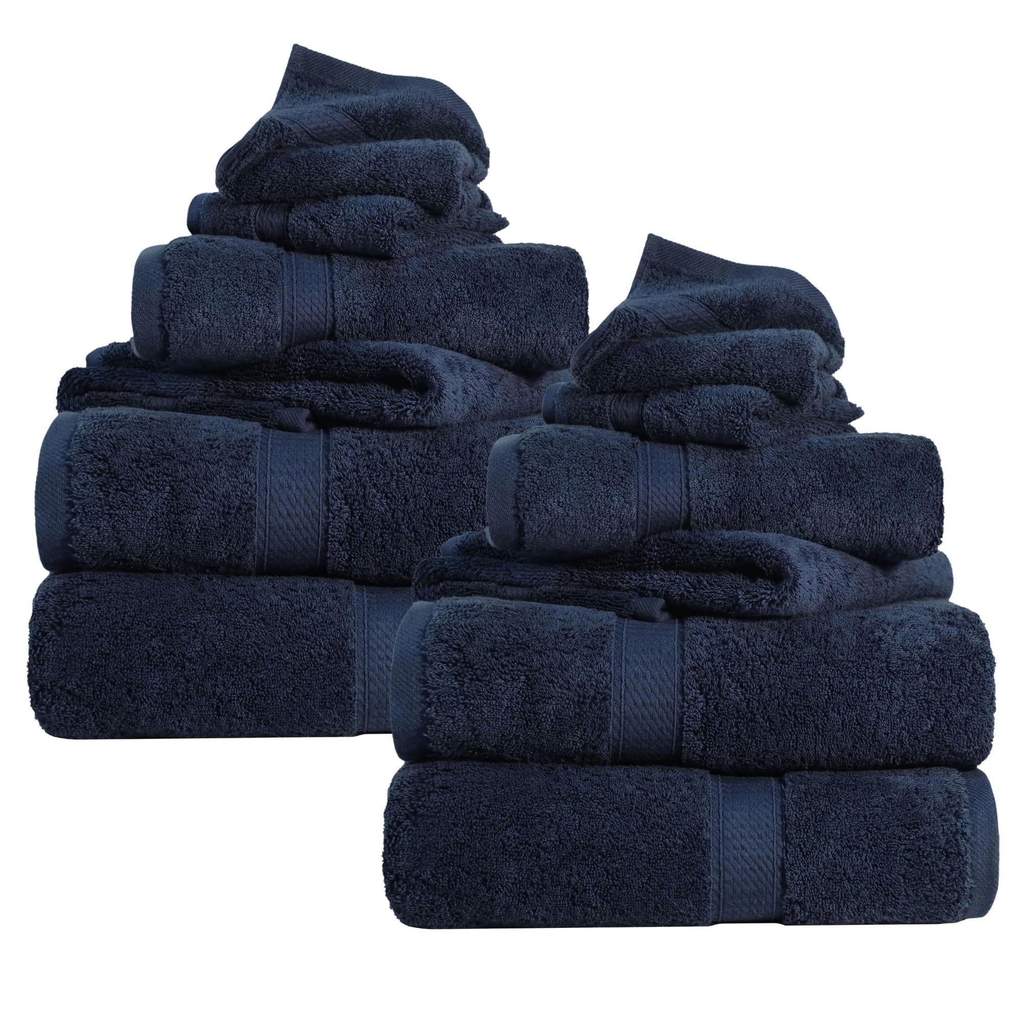 Superior Madeline Egyptian Cotton Ultra-Plush 12-Piece Towel Set, Navy Blue
