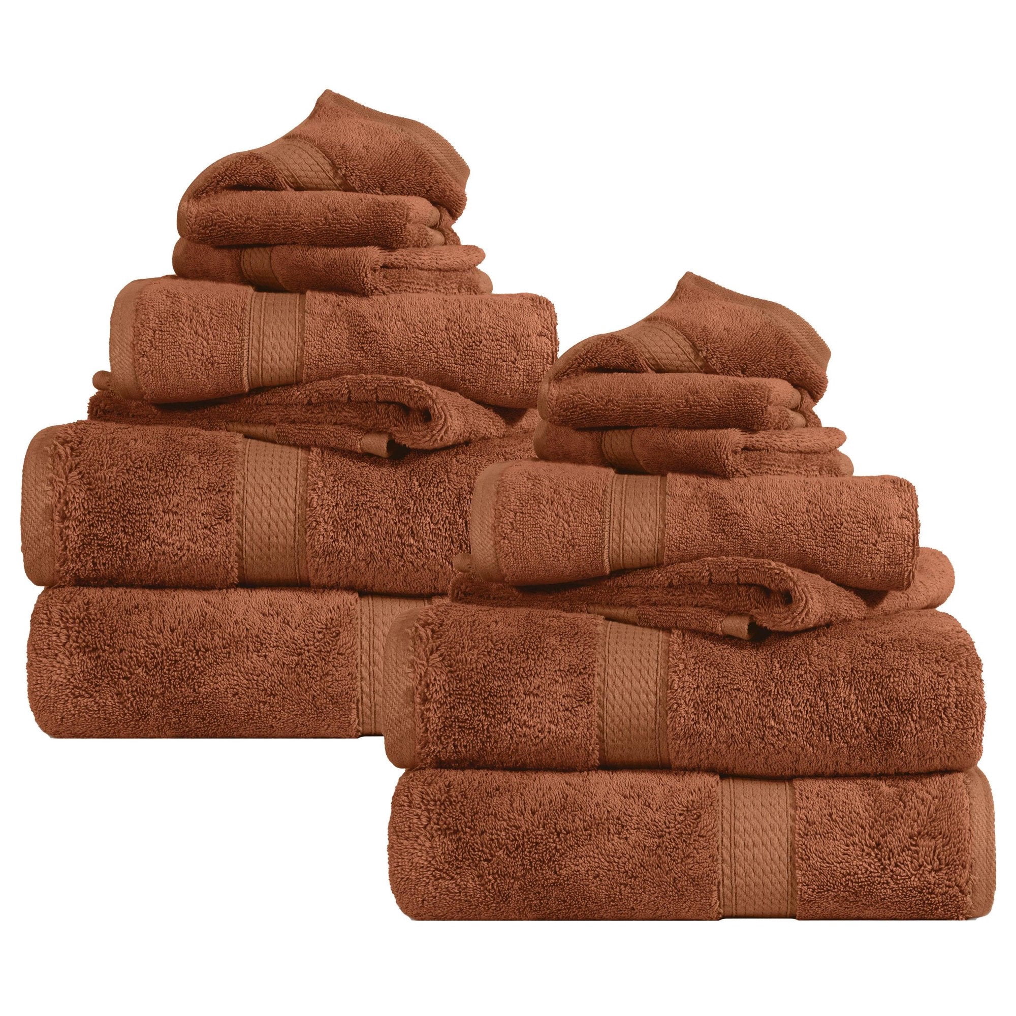 Superior Madeline Egyptian Cotton Ultra-Plush 12-Piece Towel Set, Rust