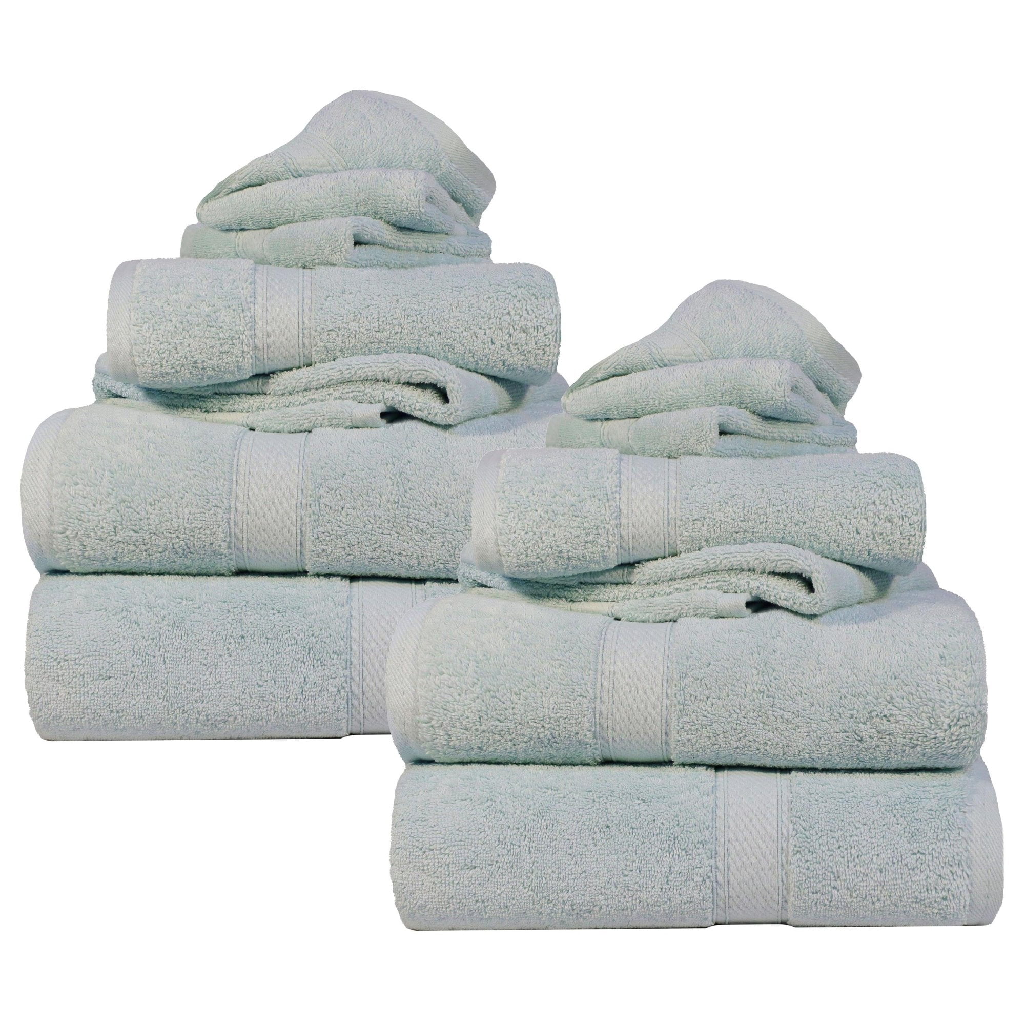 Superior Madeline Egyptian Cotton Ultra-Plush 12-Piece Towel Set, Sea Foam