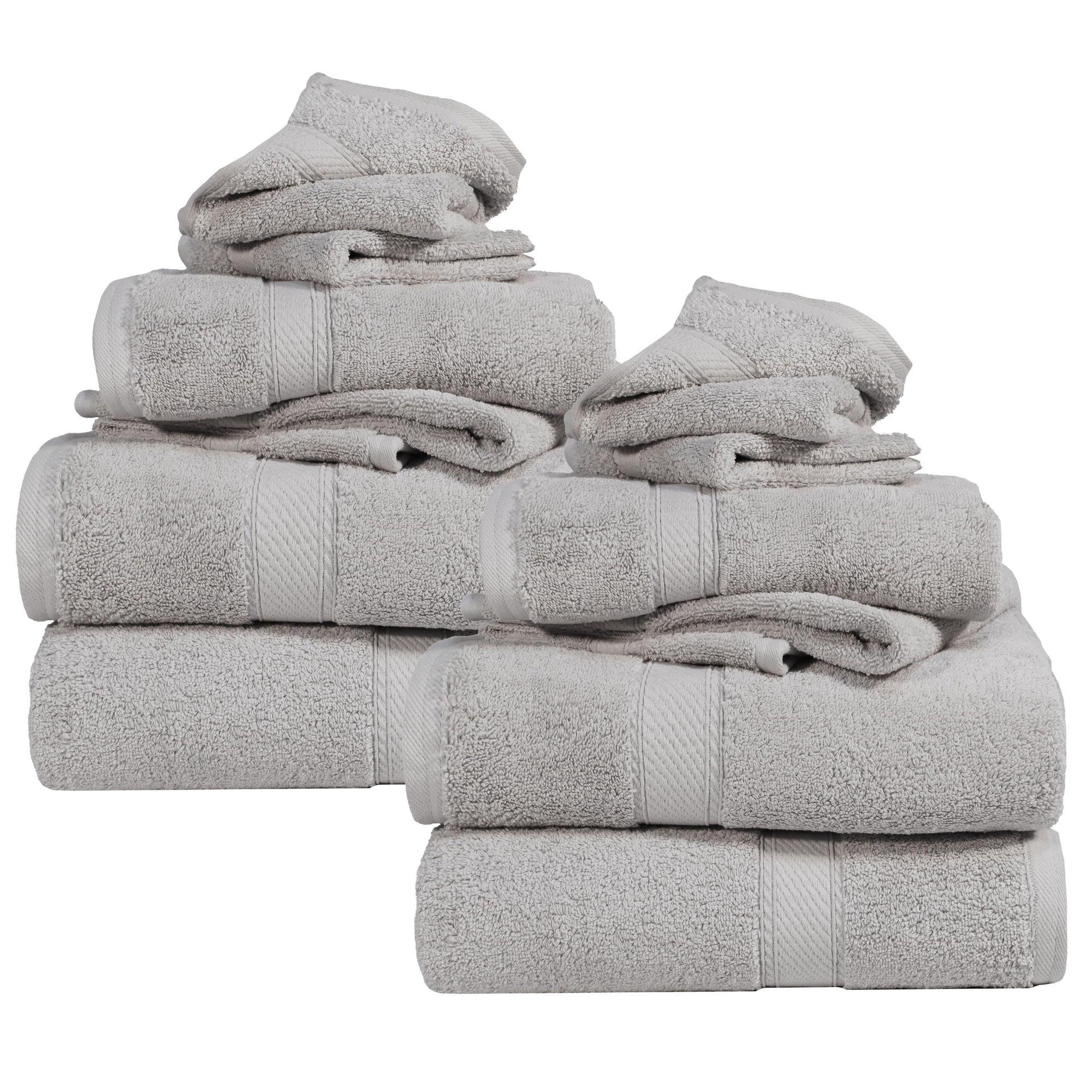 Superior Madeline Egyptian Cotton Ultra-Plush 12-Piece Towel Set, Silver