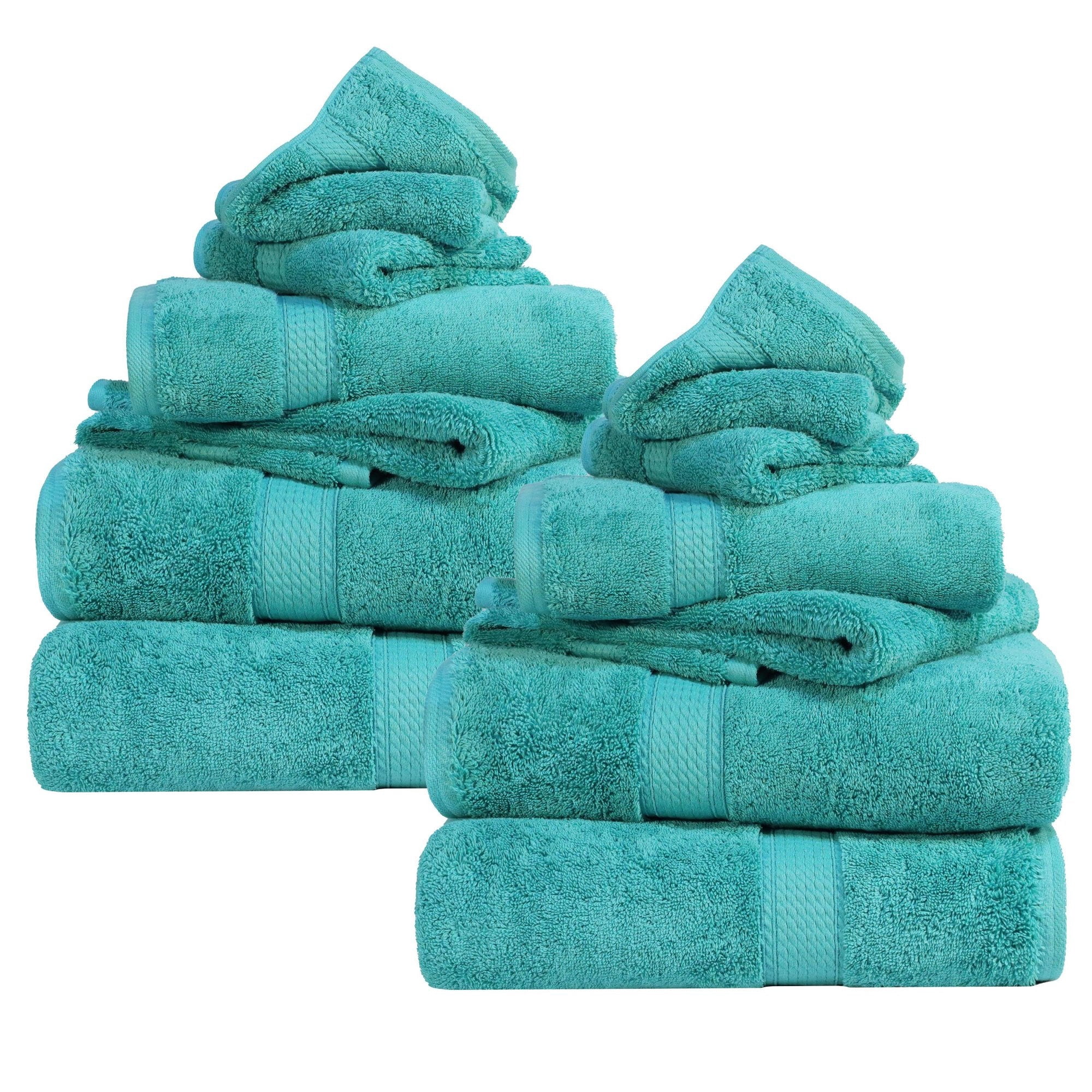 Superior Madeline Egyptian Cotton Ultra-Plush 12-Piece Towel Set, Turquoise