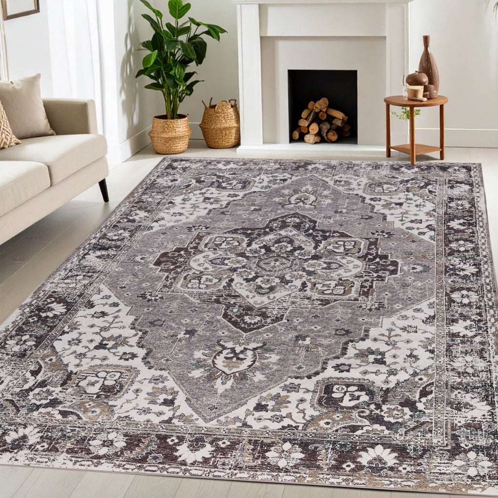 Superior Mahi Modern Medallion Washable Indoor Area Rug, 12' x 18', Grey