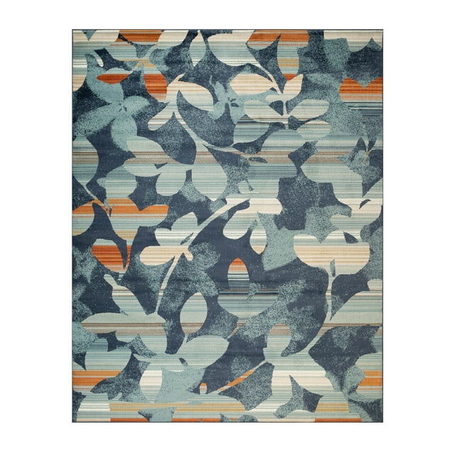 Superior Mahonia Leaf and Vine Indoor Area Rug, 5' x 8', Blue