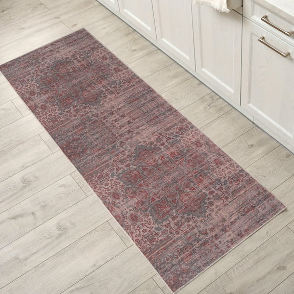 Superior Manakin Boho Non-Slip Washable Indoor Area Rug, 2'7" x 8', Teal