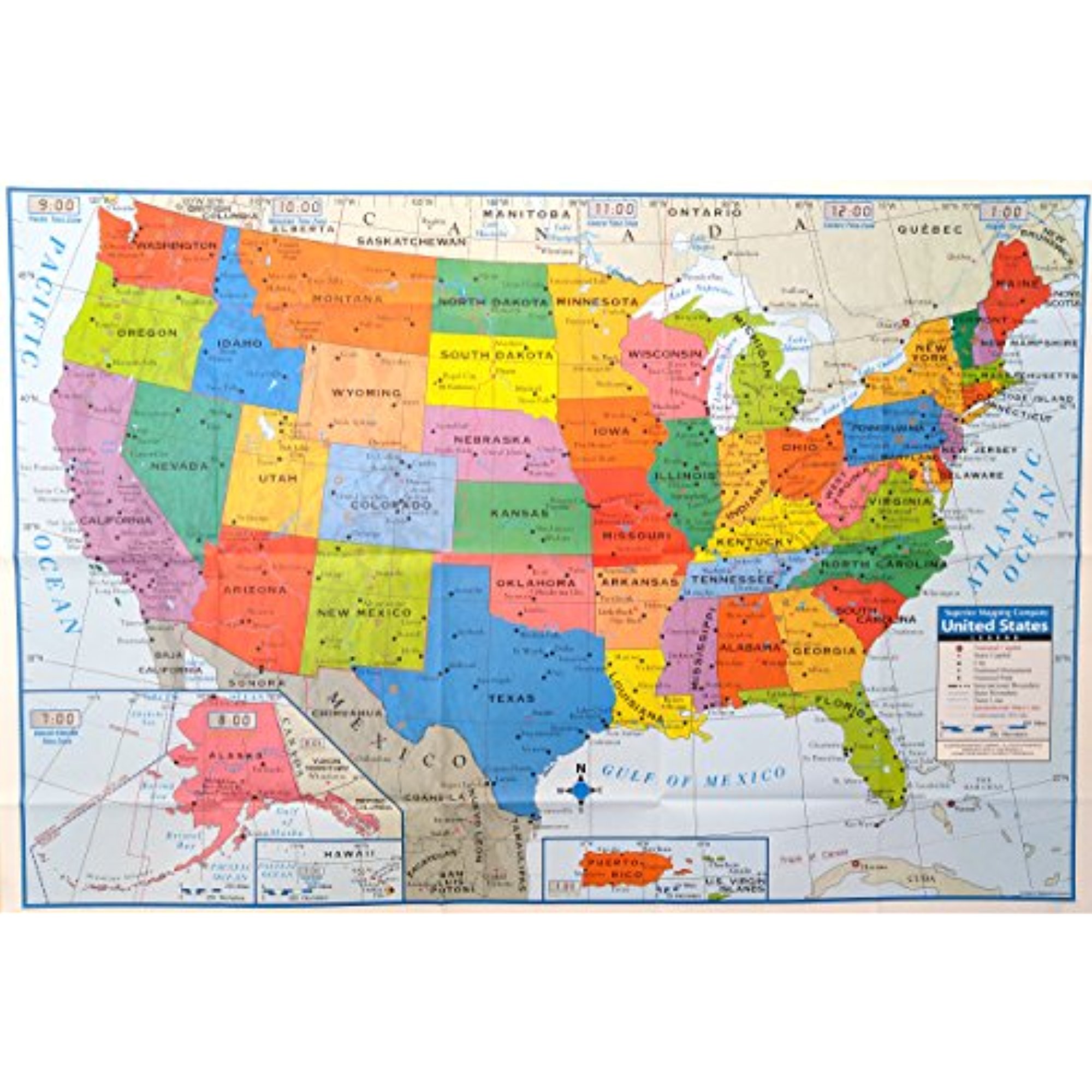 Superior Mapping Company United States Poster Size Wall Map 40" x 28" With Cities (1 Map) - image 1 of 5