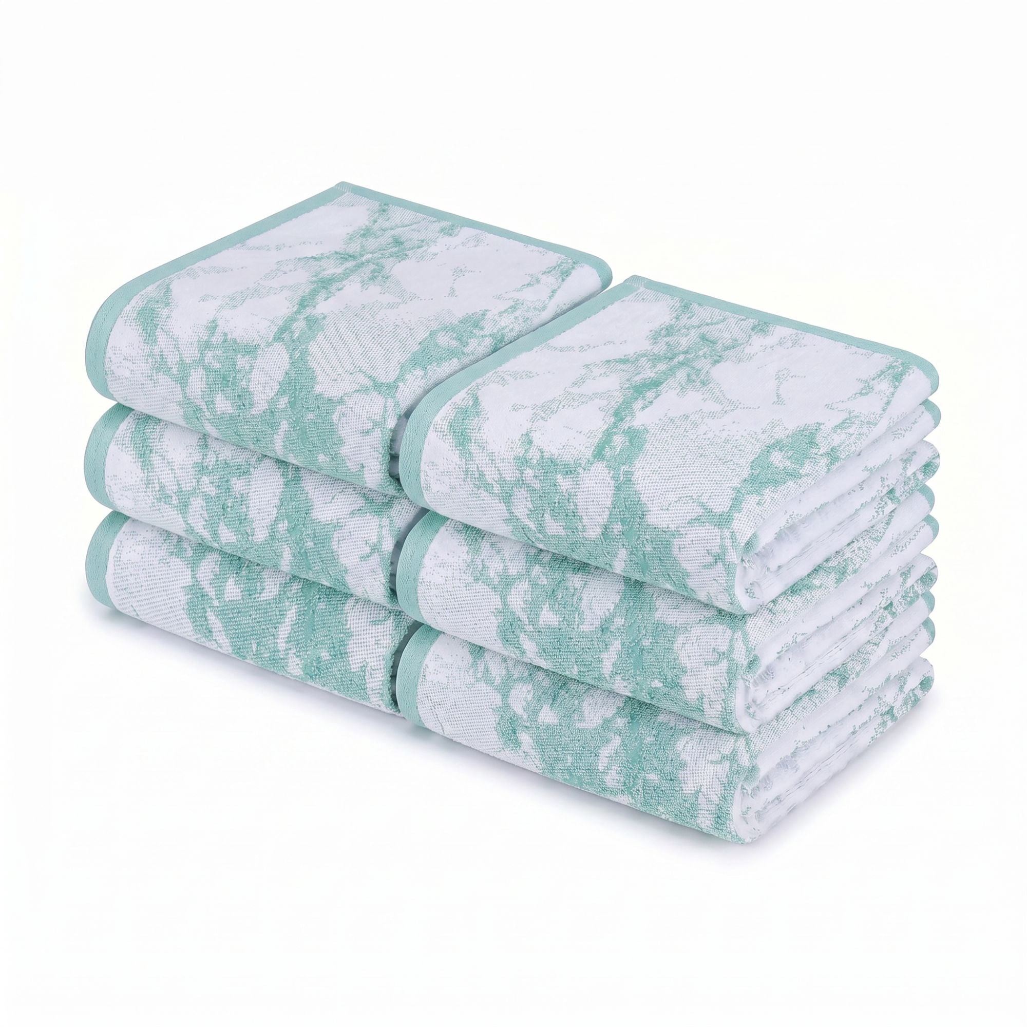Superior Marble Pattern Cotton 6-Piece Hand Towel Set, 6-Pack, Cyan