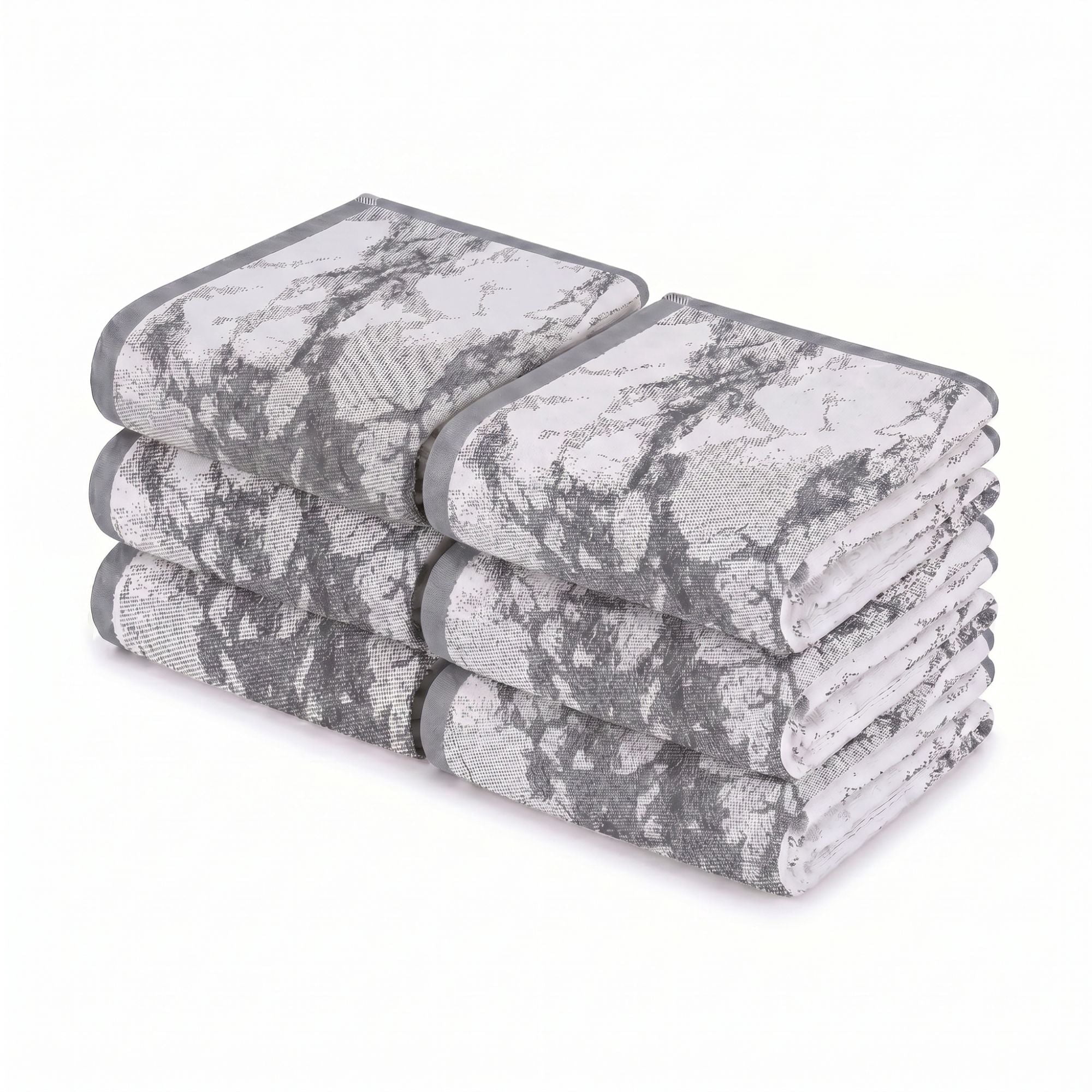 Superior Marble Pattern Cotton 6-Piece Hand Towel Set, 6-Pack, Grey