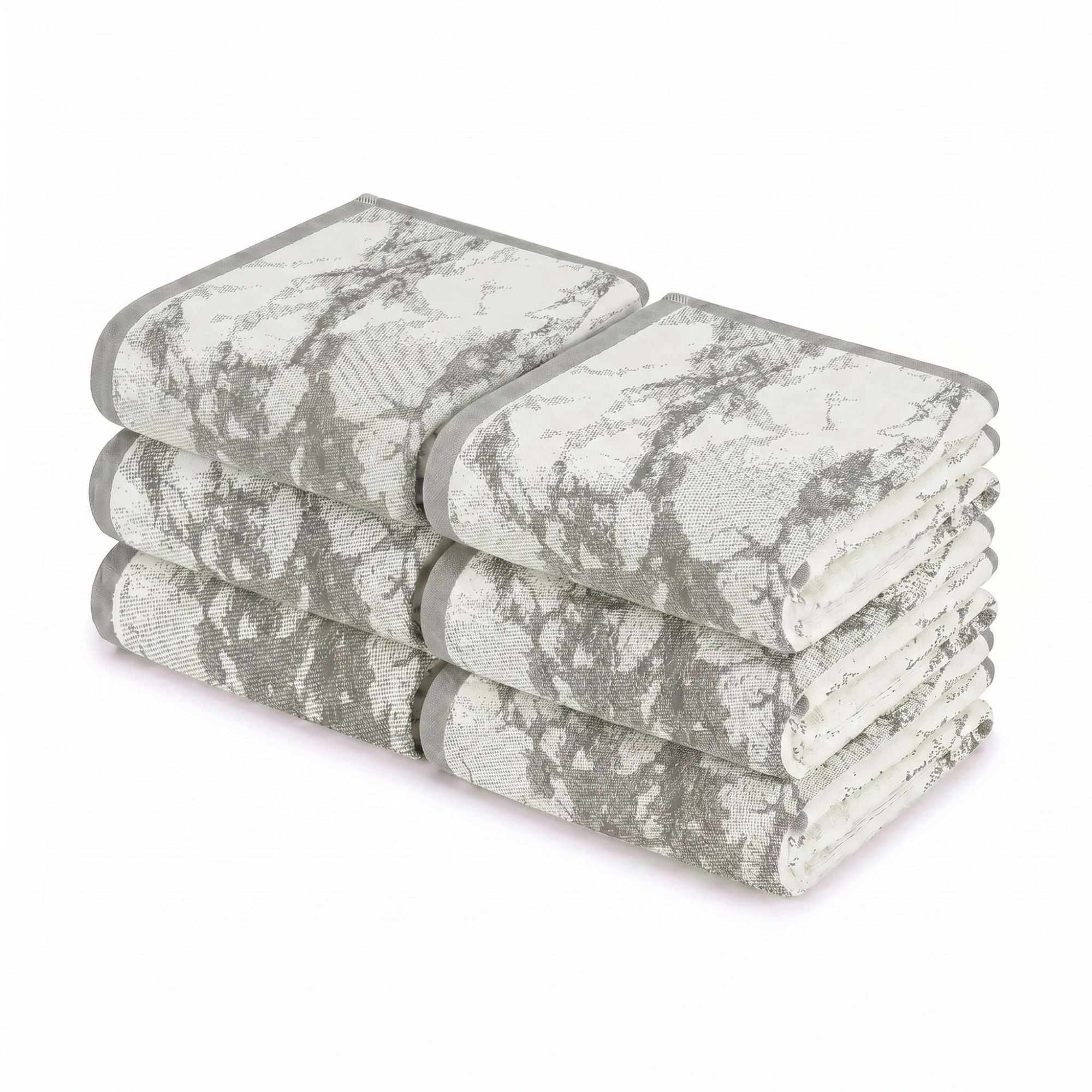 Superior Marble Pattern Cotton 6-Piece Hand Towel Set, 6-Pack, Ivory - Charcoal