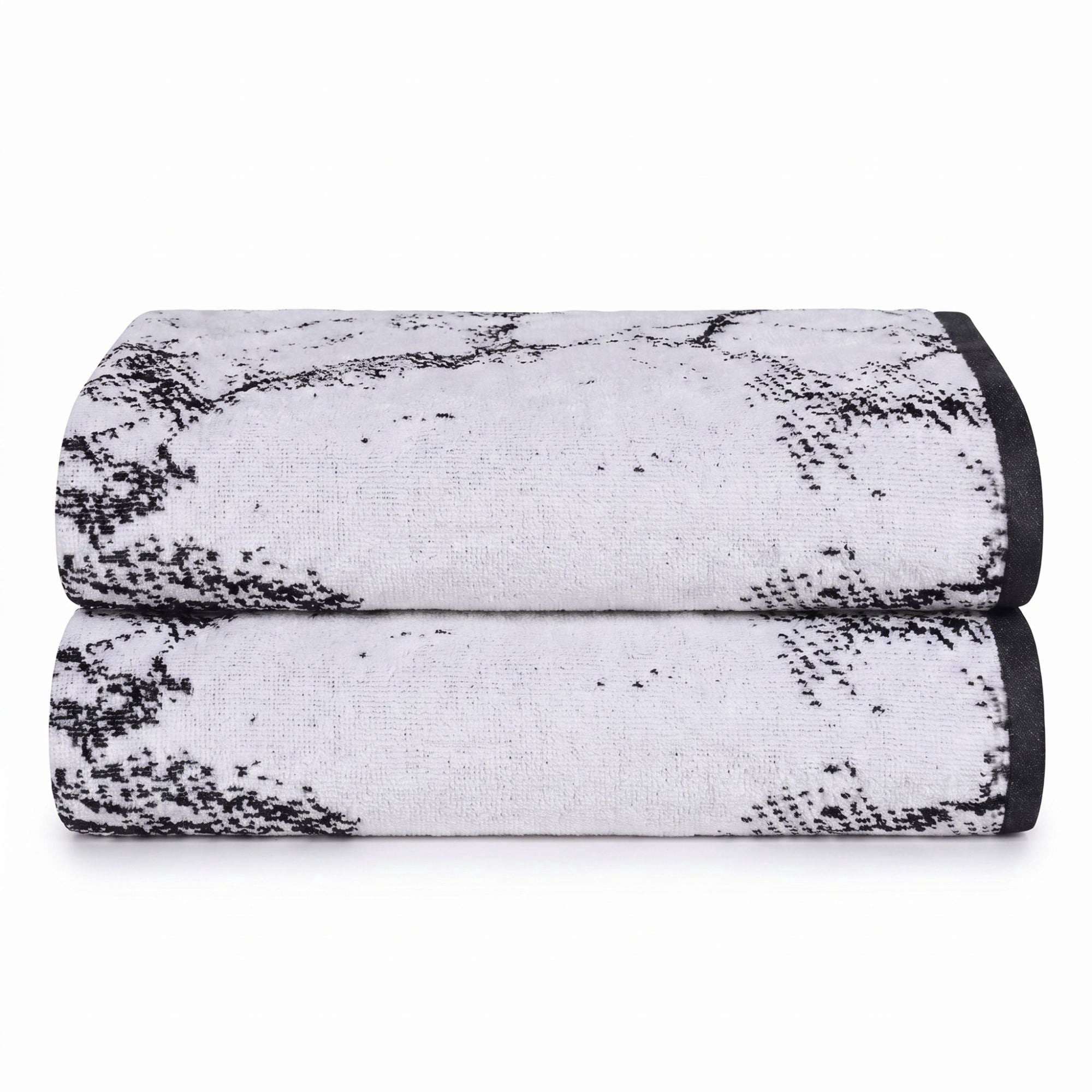 Superior Marble Pattern Oversized Cotton Bath Sheets, 2-Pack, Black