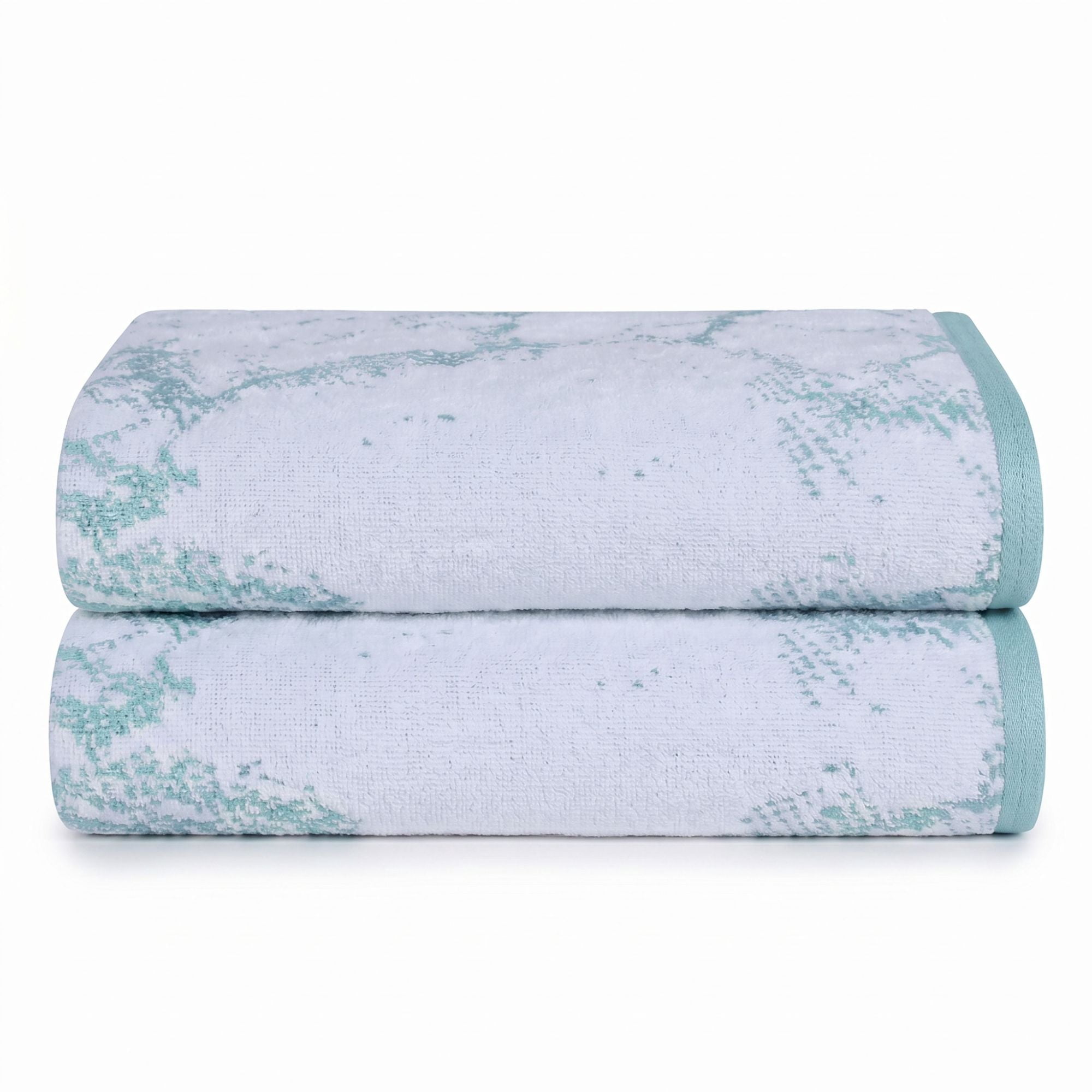 Superior Marble Pattern Oversized Cotton Bath Sheets, 2-Pack, Cyan