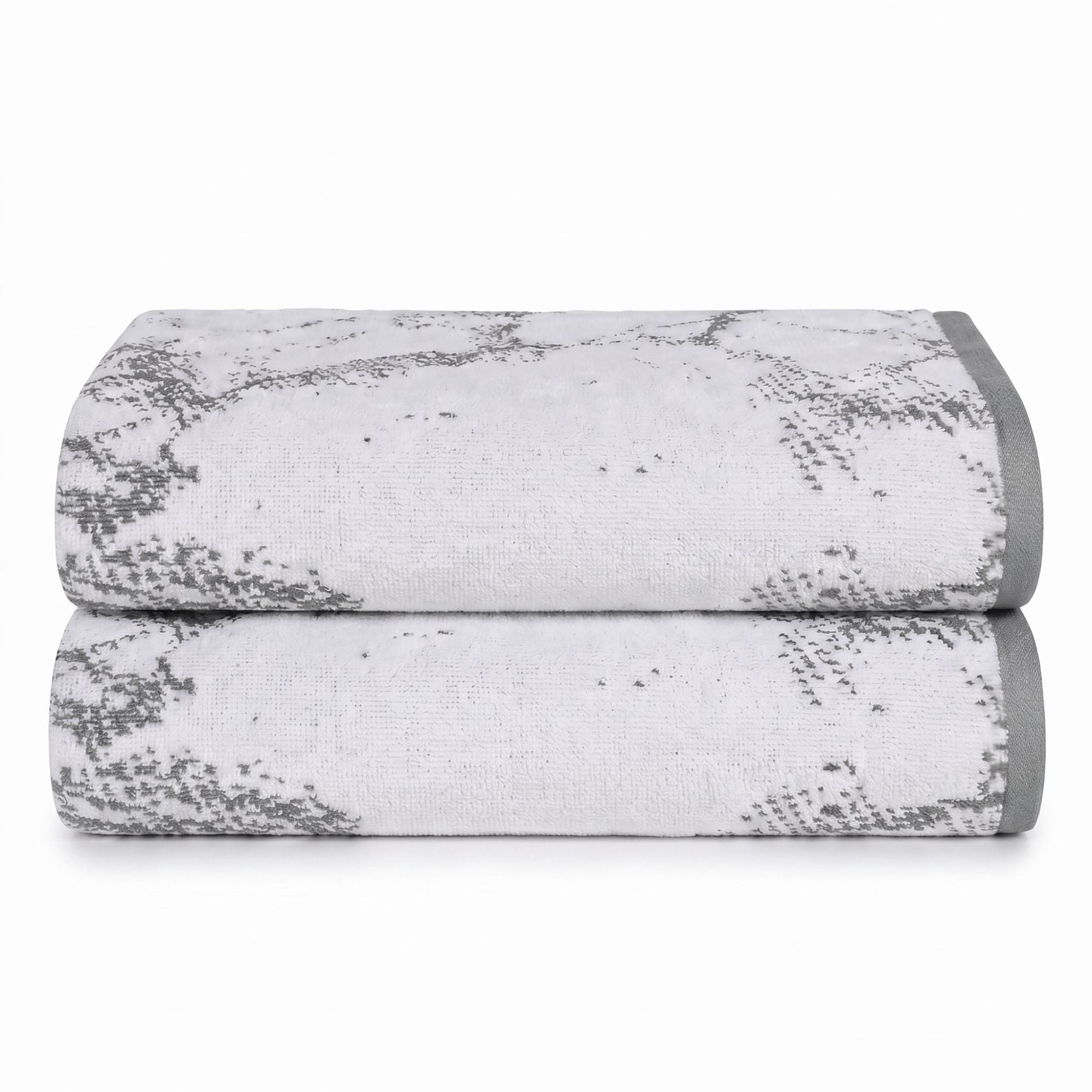 Superior Marble Pattern Oversized Cotton Bath Sheets, 2-Pack, Grey