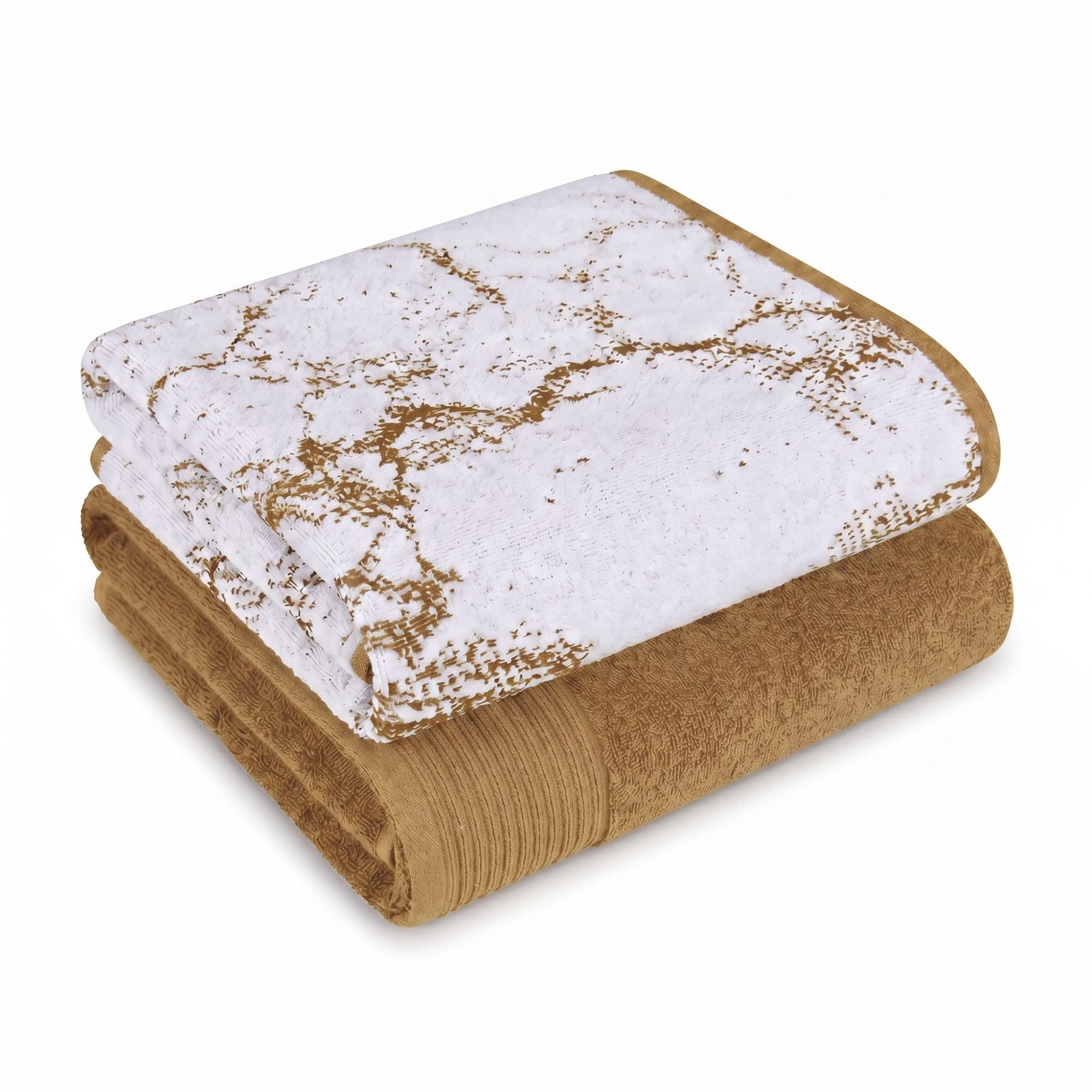 Superior Marble and Solid Jacquard Oversized Cotton Bath Sheets, 2-Pack, Bronze