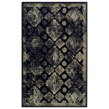 Superior Mayfair Distressed Damask Indoor Area Rug, 2' x 3', Black