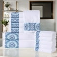thumbnail image 1 of Superior Medallion Cotton 12 Piece Towel Set, White/ Aqua, 1 of 8