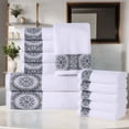 thumbnail image 1 of Superior Medallion Cotton 12 Piece Towel Set, White/ Grey, 1 of 8
