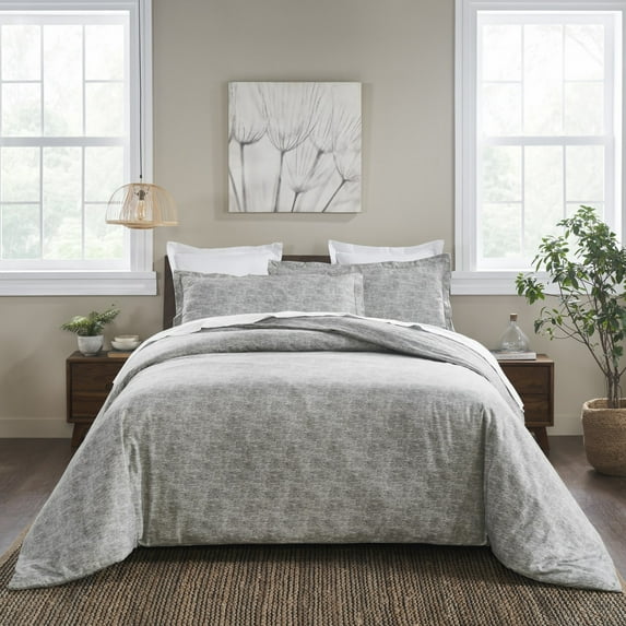 Superior Melange Flannel Cotton Duvet Set, Full/Queen, Charcoal