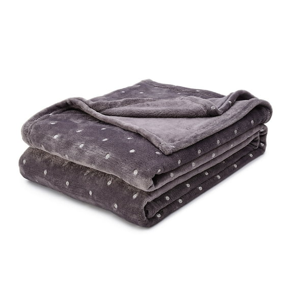 Superior Metallic Polka Dot Print Fleece Throw Blanket Grey / Twin