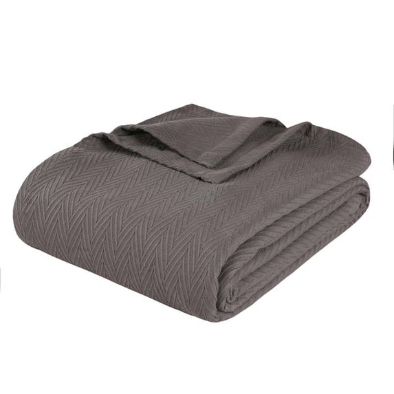 Superior Metro Chevron All-Season Cotton Blanket, California King, Charcoal