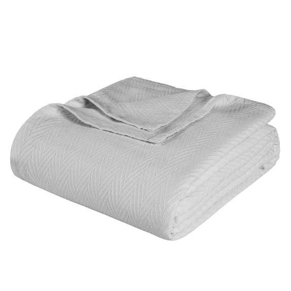 Superior Metro Chevron All-Season Cotton Blanket, Twin, Silver